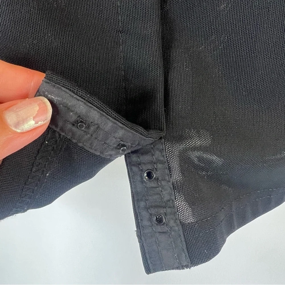 Vintage Blacky dress Berlin sleeved semi-sheer top. Black with Floral Design 8 - Picture 7 of 16